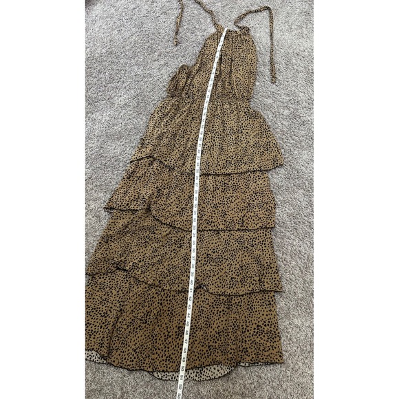 Ace Fashion Halter Maxi Dress Tiered Ruffle Animal Print Sleeveless large - Picture 5 of 8